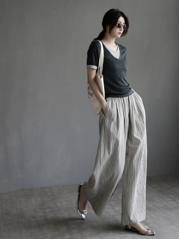 Loose Fit Cotton-Linen Straight-Leg Pants_BDHL7312