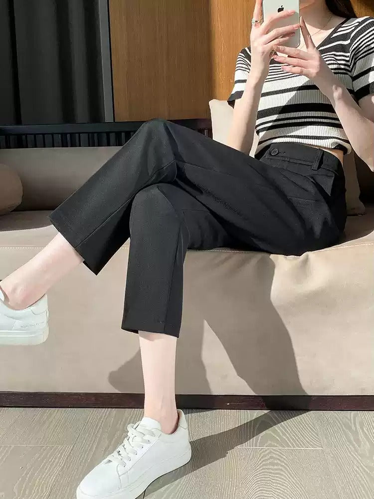 Elasticated Black Suit Pants_BDHL7212