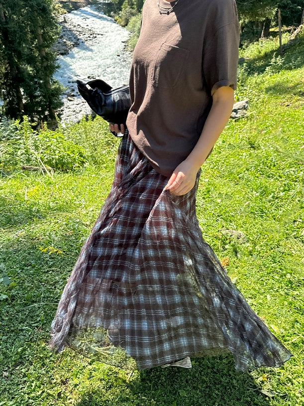 不規則格紋A字裙_BDHL7662