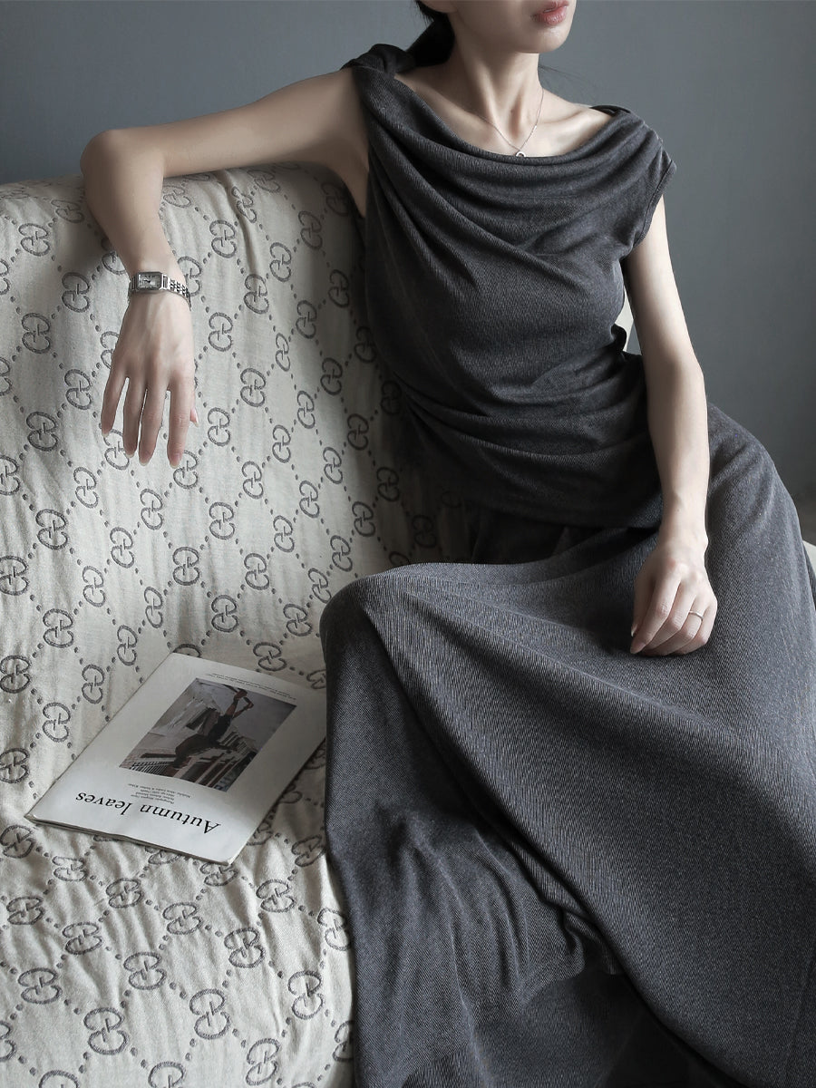 扭領上衣與垂墜裙套裝_BDHL7637