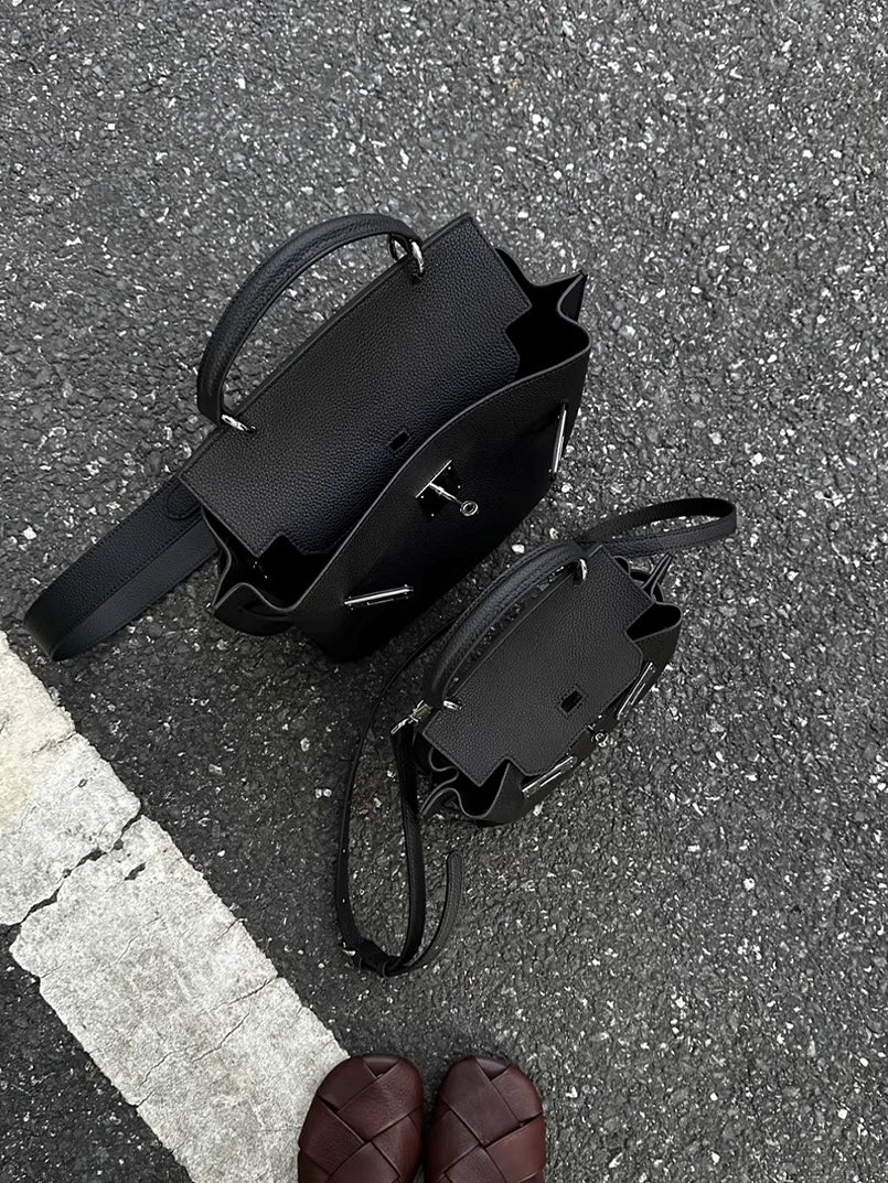 結構化皮革單肩托特包_BDHL7432