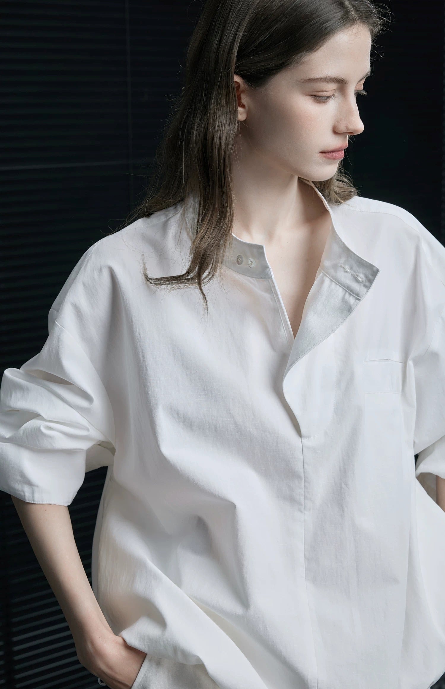 Stand-Collar Pullover Casual Shirt_BDHL8282 – HELROUS