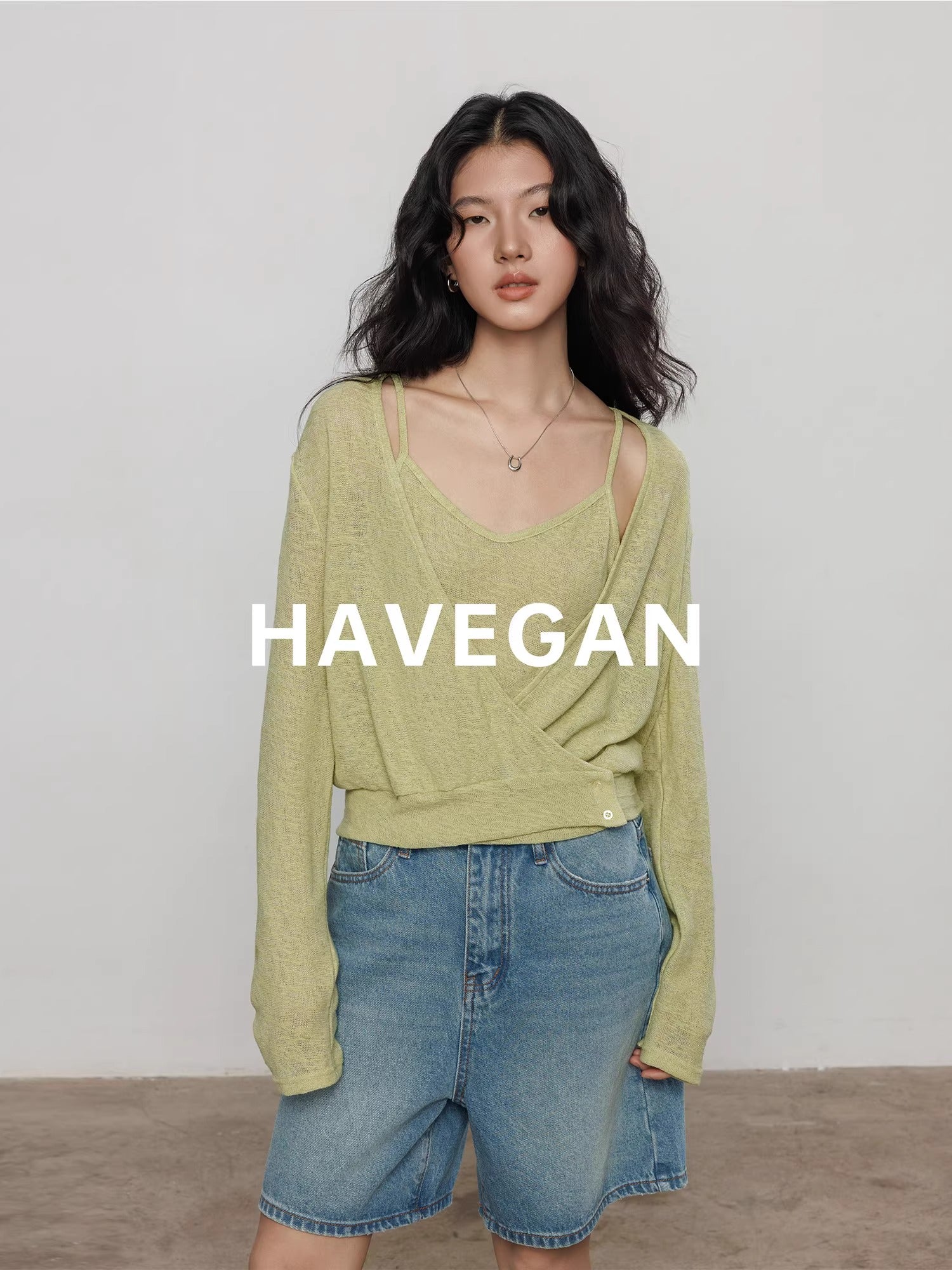 吊帶背心和開襟衫針織套裝_BDHL7362