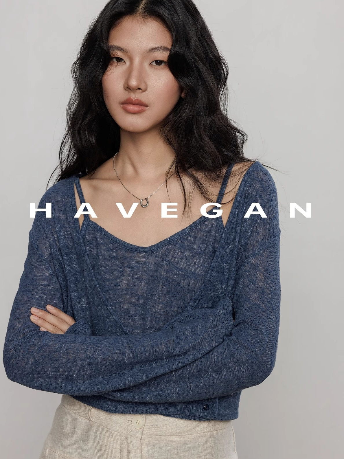 吊帶背心和開襟衫針織套裝_BDHL7362