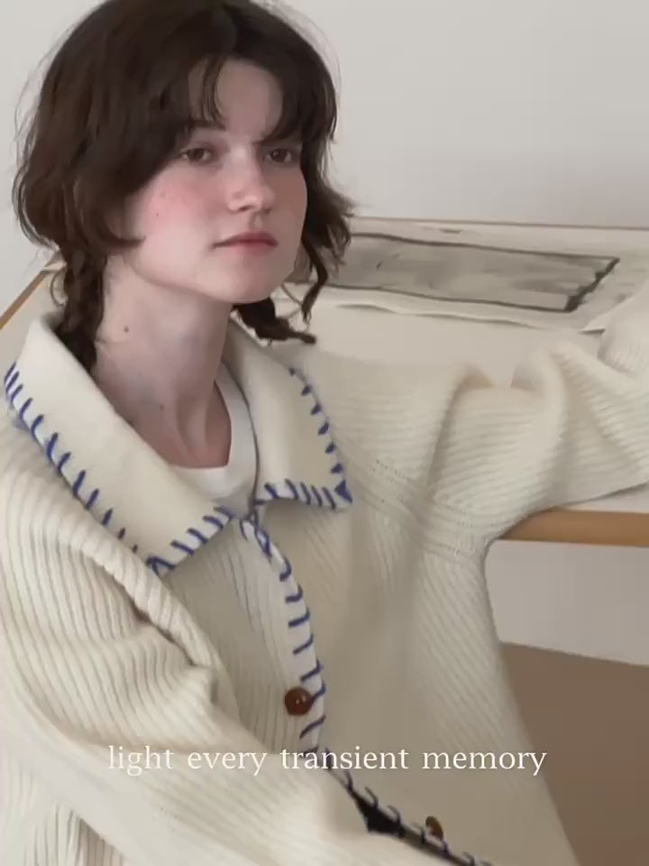 Contrast-Color Knit Cardigan_BDHL7802