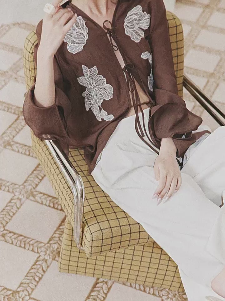 花瓣蕾絲薄襯衫_BDHL7654