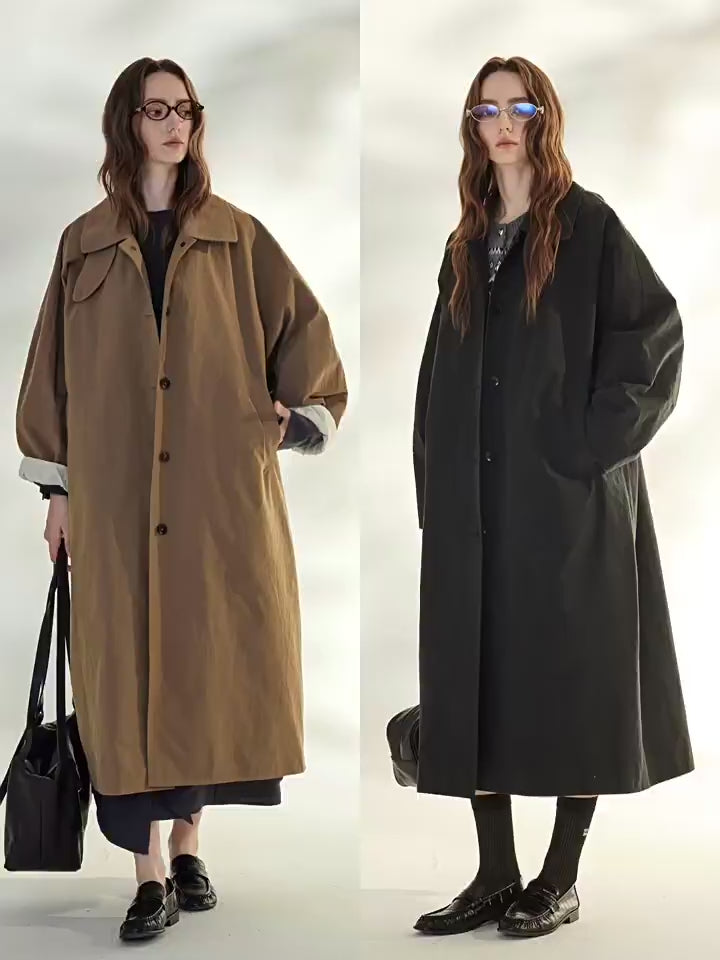 Simple Lapel Trench Coat_BDHL7687
