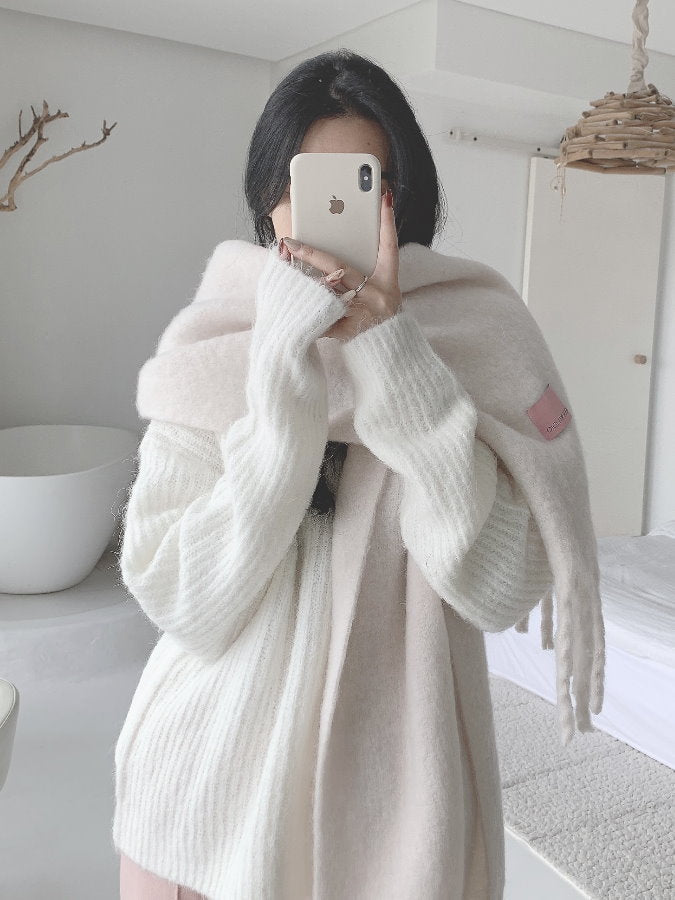 Volume Mohair Fringe Scarf HL4031