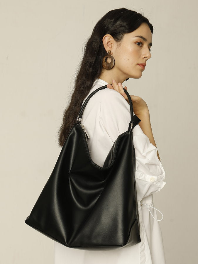 Zara - Asymmetric Shoulder Bag - Silver - Women