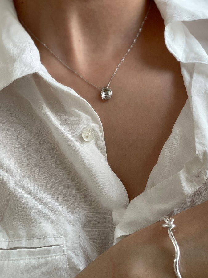 Beaded Silver Necklace_HL9757