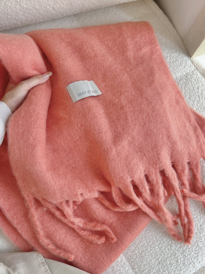Volume Mohair Fringe Scarf HL4031