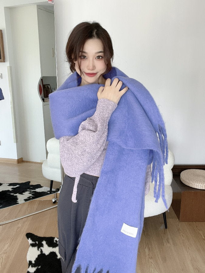 Volume Mohair Fringe Scarf HL4031