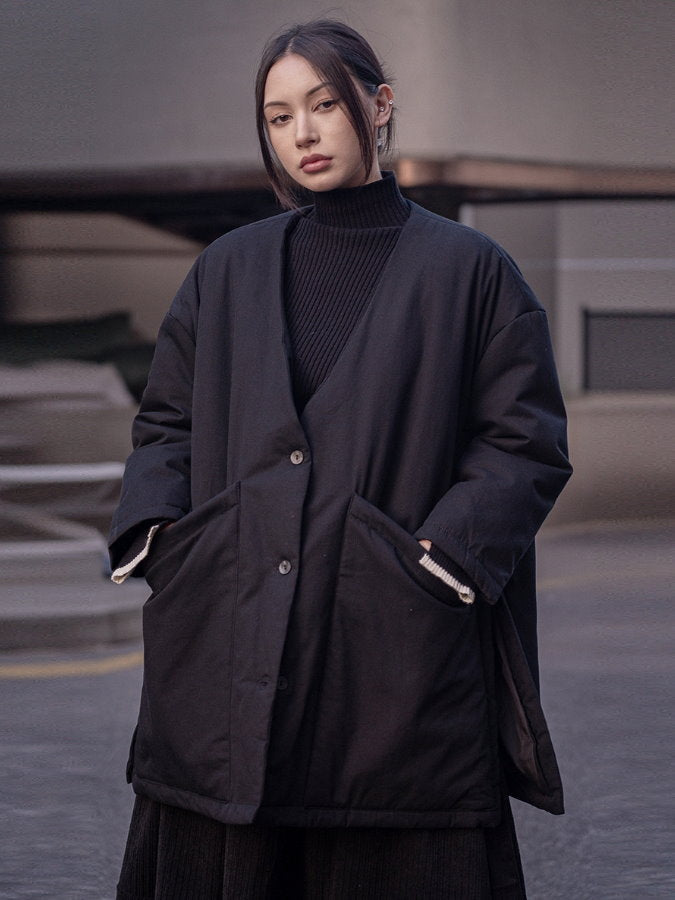 無領對接大衣 HL4209