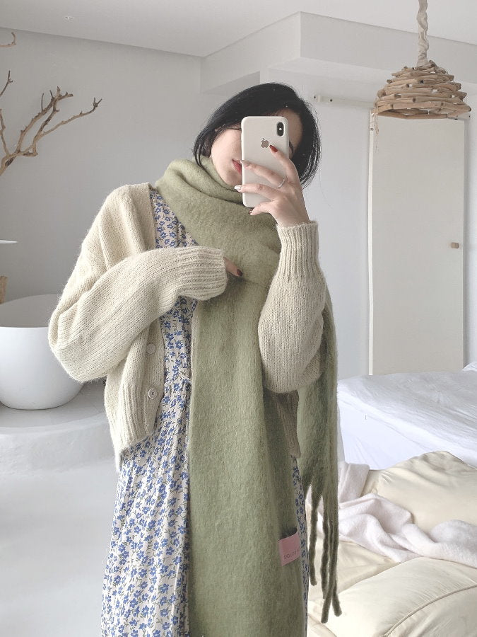 Volume Mohair Fringe Scarf HL4031