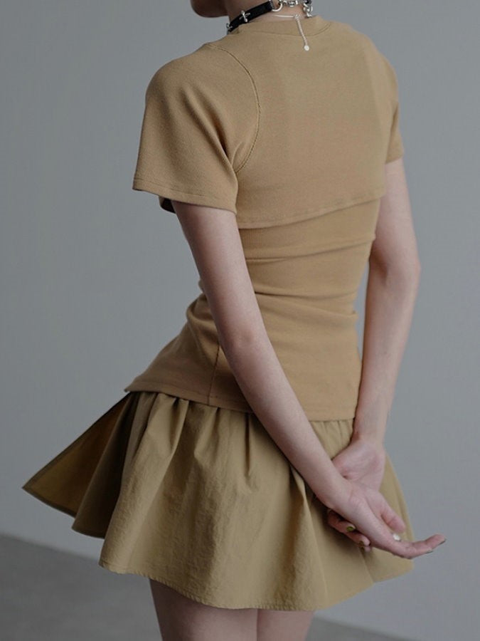 抹胸超級短版T卹套裝_BDHL4414