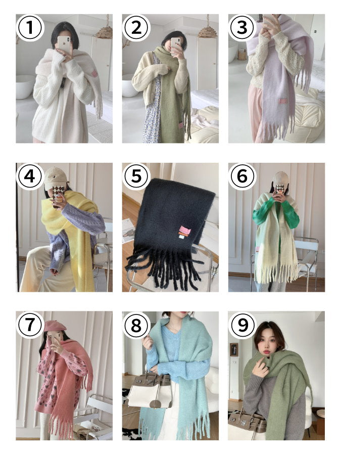 Volume Mohair Fringe Scarf HL4031