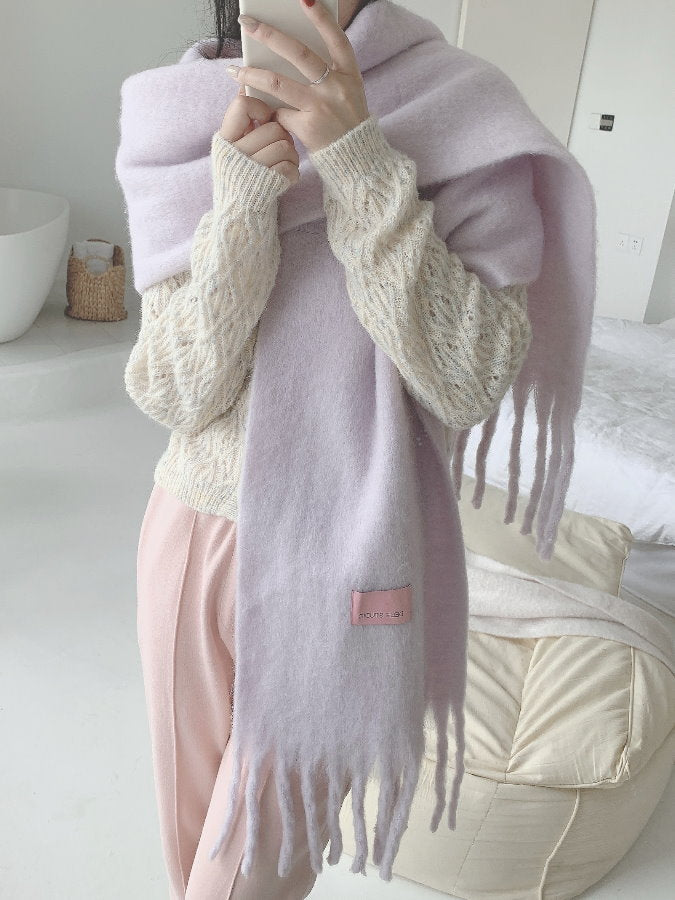 Volume Mohair Fringe Scarf HL4031