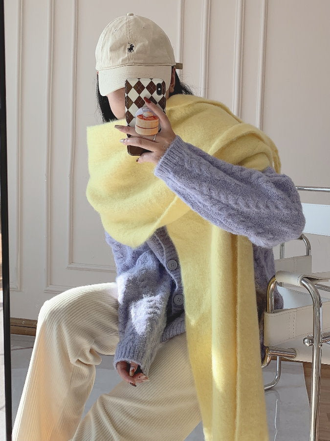 Volume Mohair Fringe Scarf HL4031