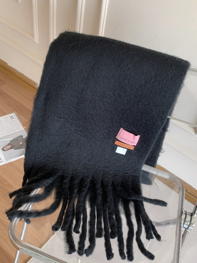 Volume Mohair Fringe Scarf HL4031