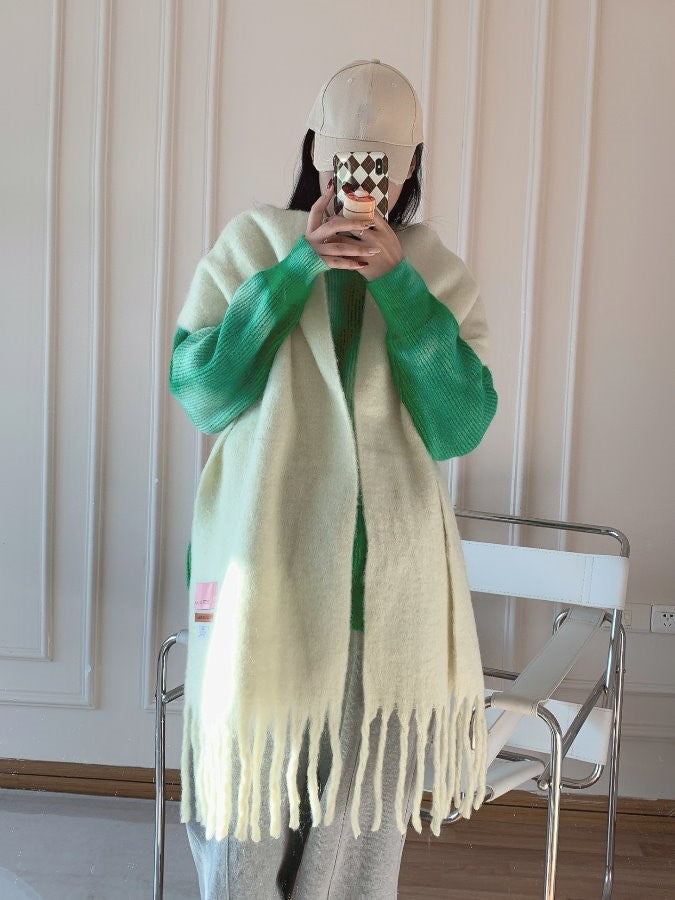 Volume Mohair Fringe Scarf HL4031