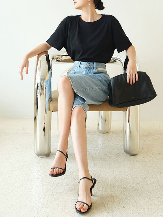 背面深V領鏈T卹 HL3727