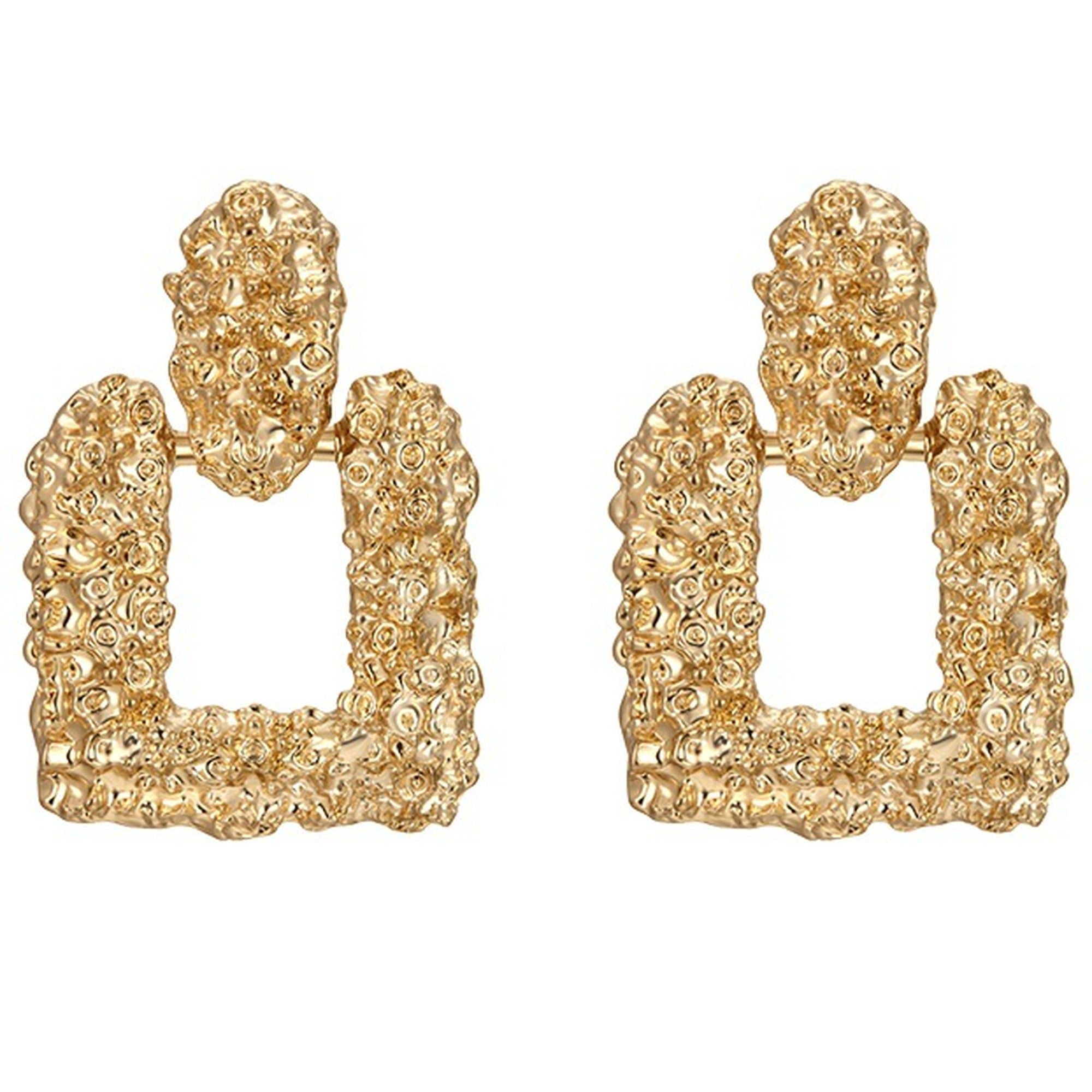 Gold square earrings_5555