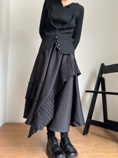 Random Pleats Long Skirt HL9664