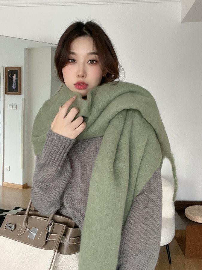 Volume Mohair Fringe Scarf HL4031
