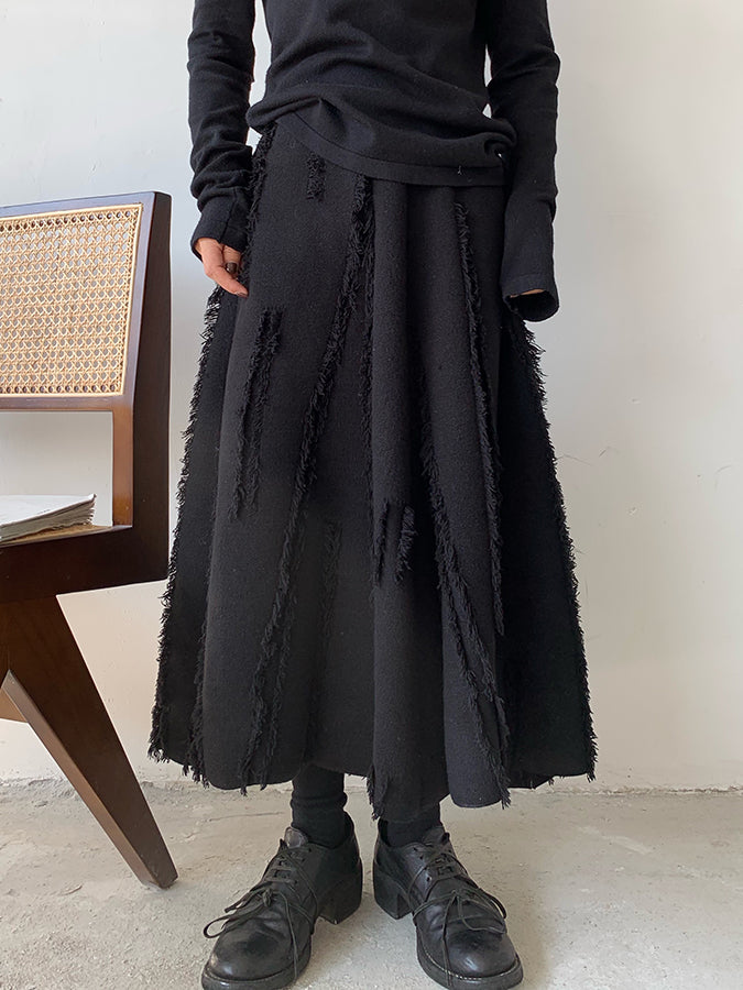 破損針織長裙_H3339