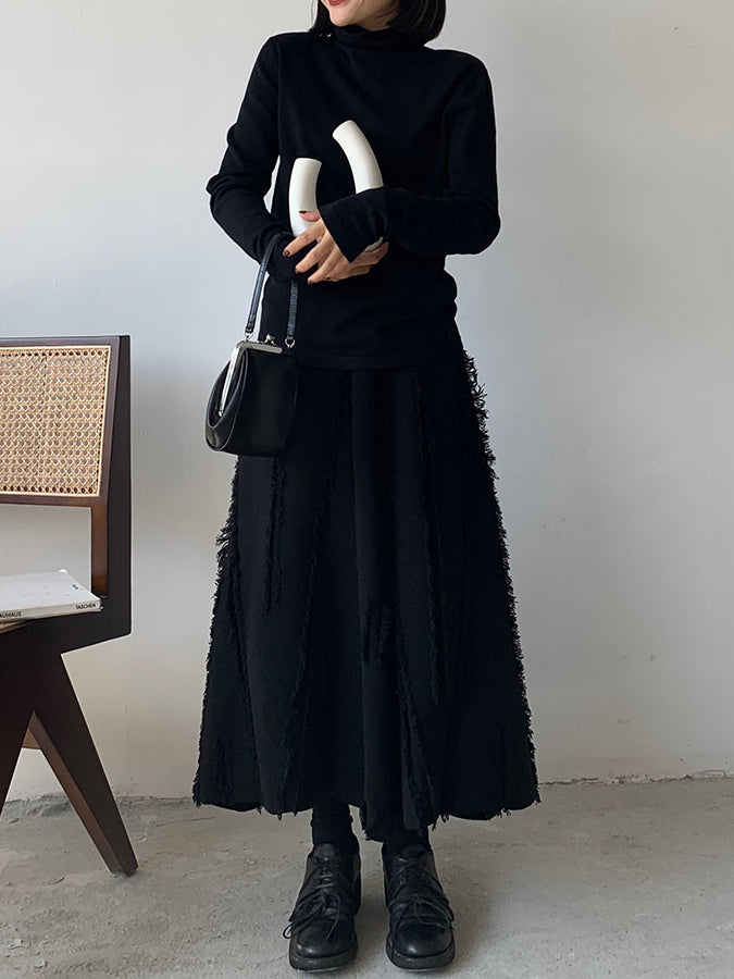 破損針織長裙_H3339