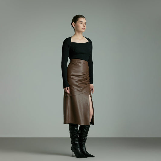High Waist PU Leather Skirt_DI100299