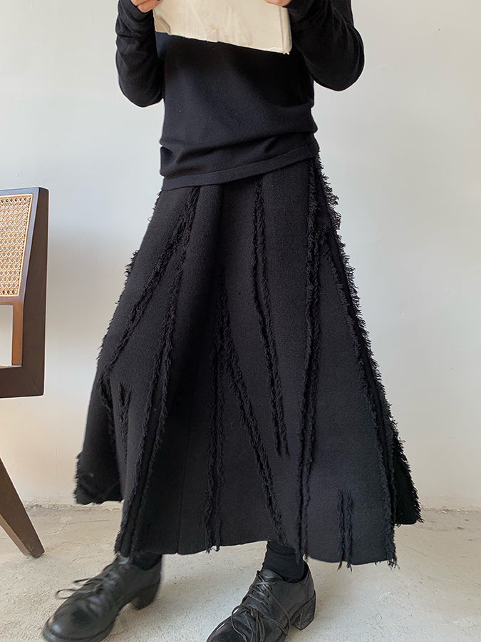 破損針織長裙_H3339