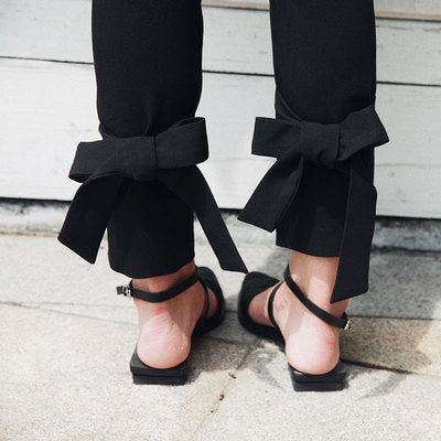 後踝絲帶修身褲_8891