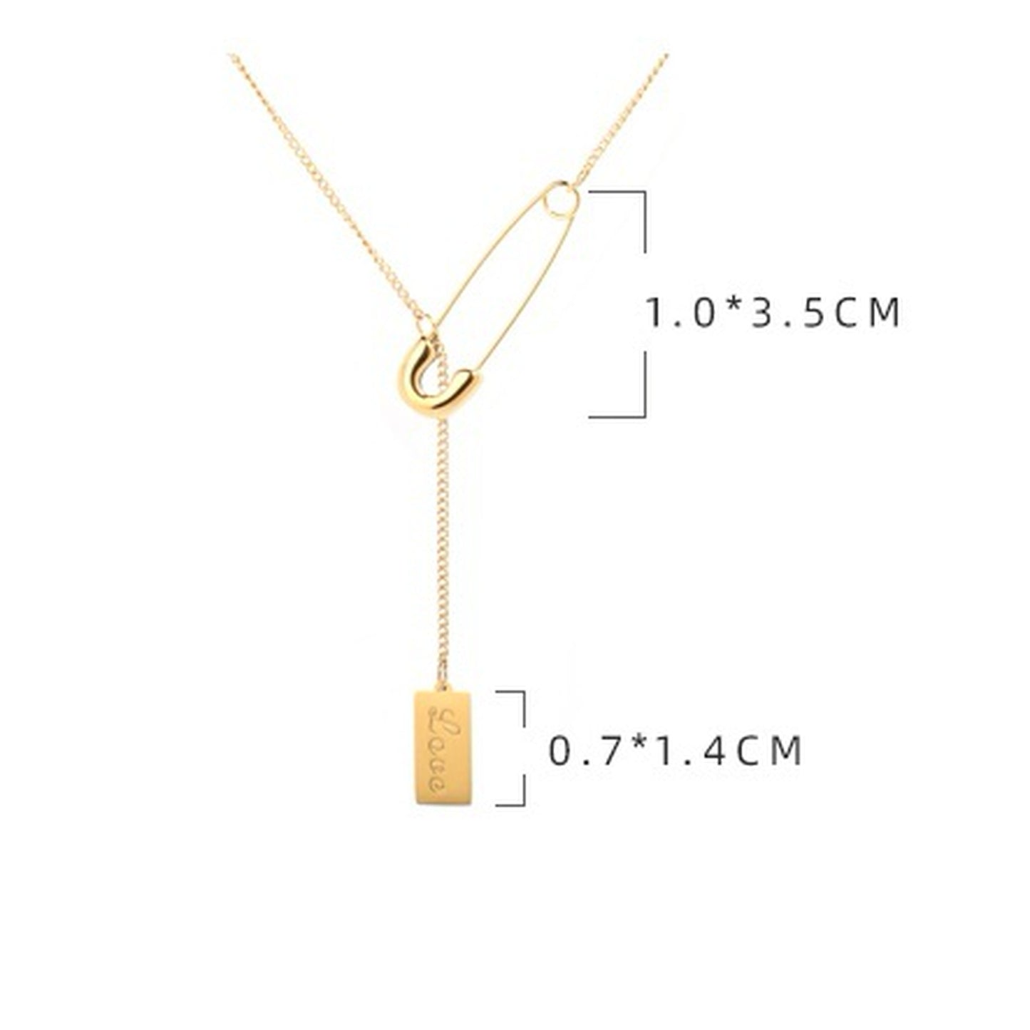 Gold safety pin necklace 5746