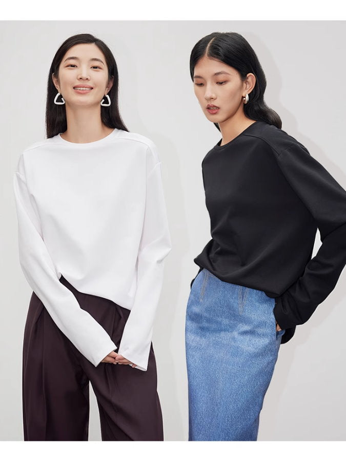 Round Neck Long Sleeve Shirt_BDHL4915