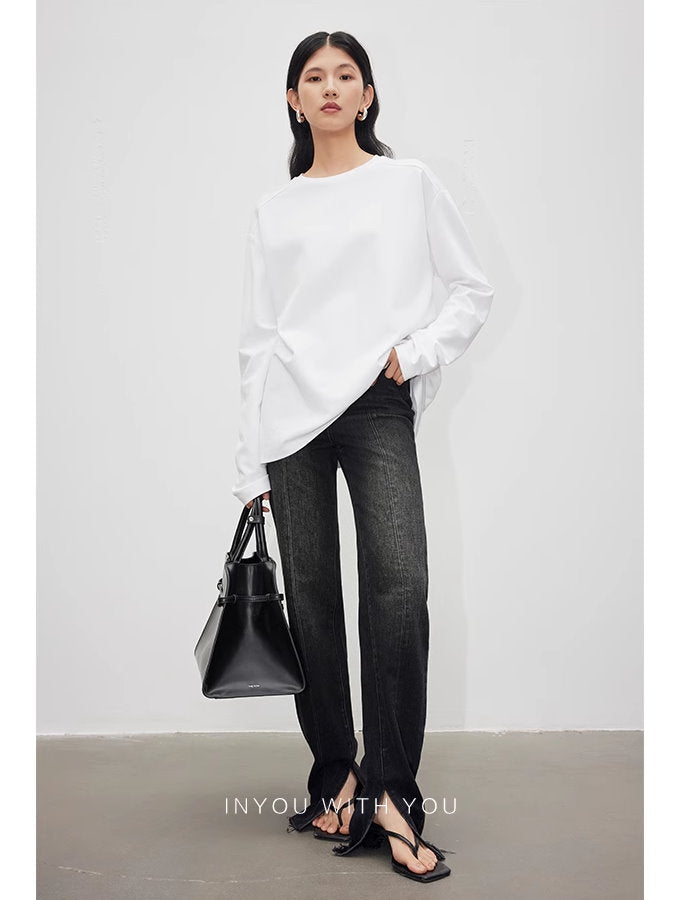 Round Neck Long Sleeve Shirt_BDHL4915