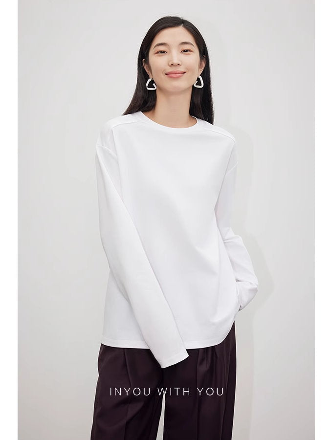 Round Neck Long Sleeve Shirt_BDHL4915