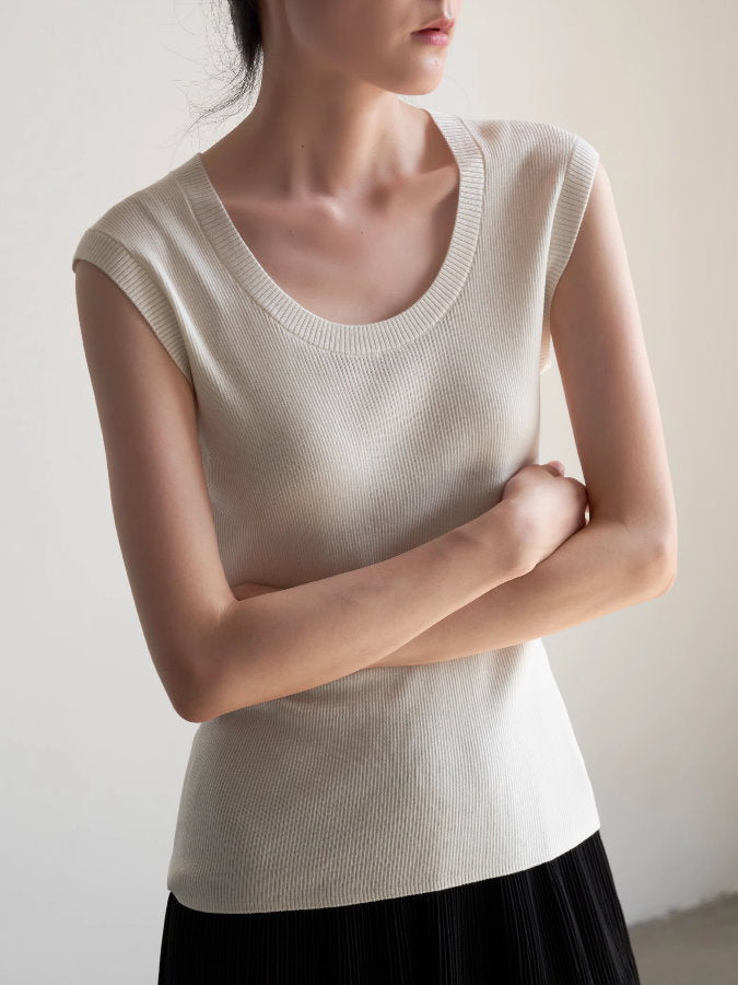 round neck sleeveless knit_BDHL4833