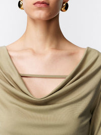 Draped neck pullover shirt_BDHL5023