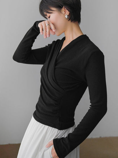 Cache-coeur V-neck long sleeve knit_BDHL4598
