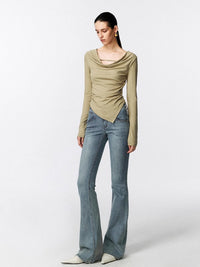 Draped neck pullover shirt_BDHL5023