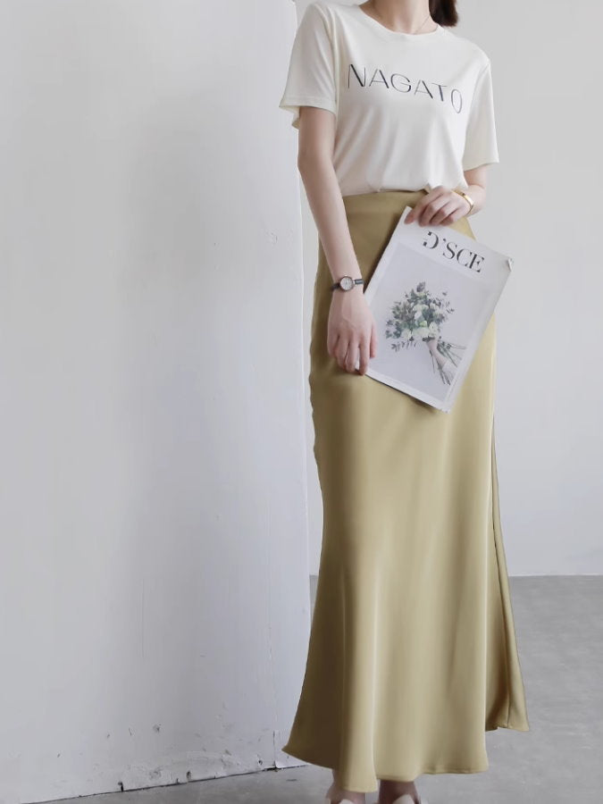 mermaid drape long skirt_BDHL4809