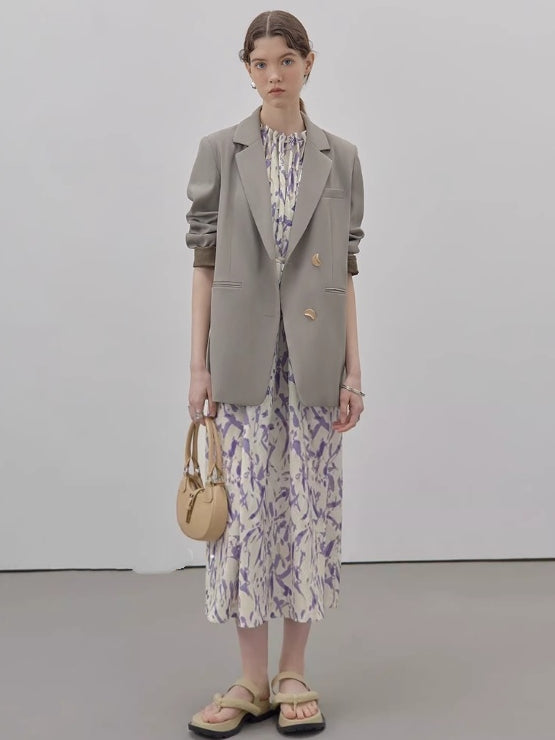 Gold Button Casual Suit Jacket_BDHL7144