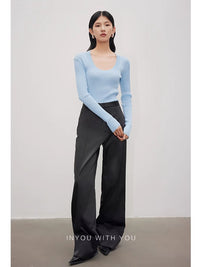 Wide roll-up straight pants_BDHL5062