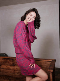 Mixed Yarn Sweater Skirt Set Up_BDHL4911