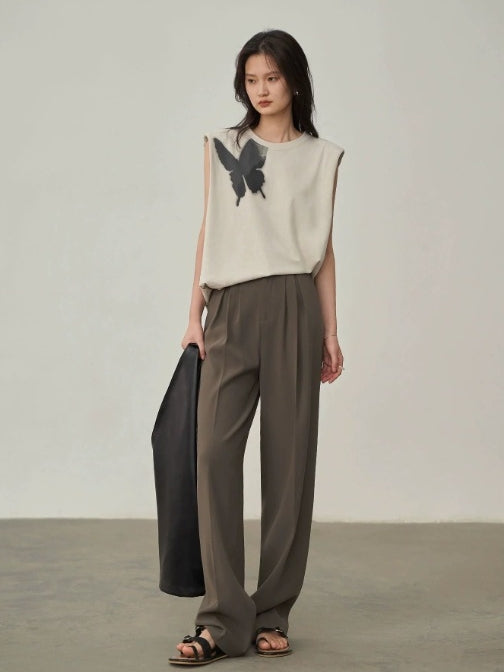 Butterfly Print Sleeveless Tops Or Skirt_BDHL7147