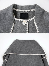 Shell embroidered scarf coat_BDHL5040