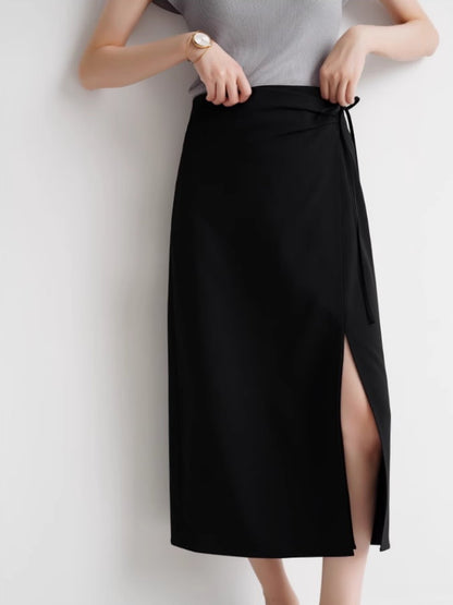 Tight slit skirt with rolled skirt style_BDHL4793