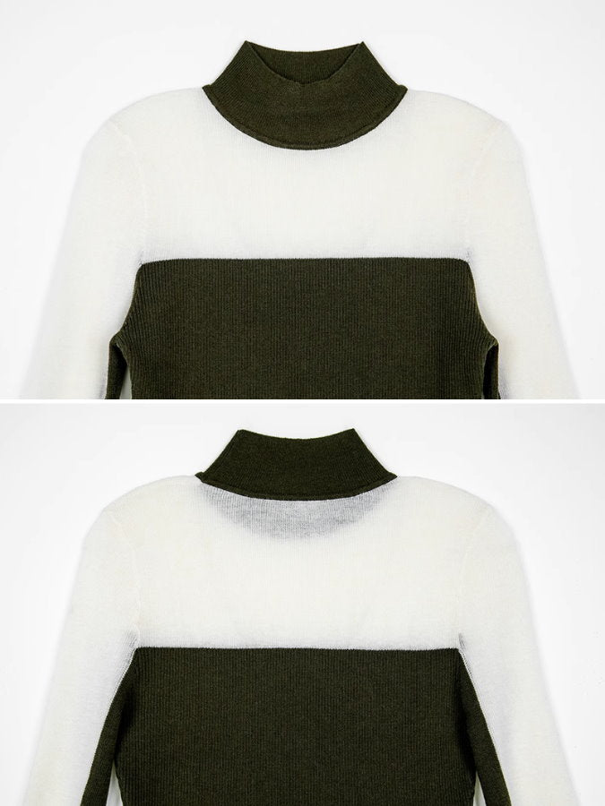 Colorblocking half turtleneck sweater_BDHL5020