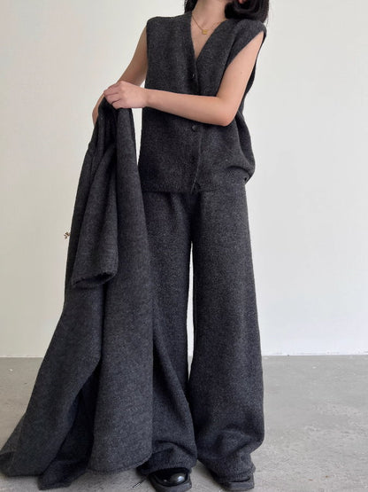 Knit vest, cardigan, pants 3-piece set_BDHL5004